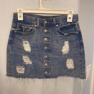 Jean distressed skirt